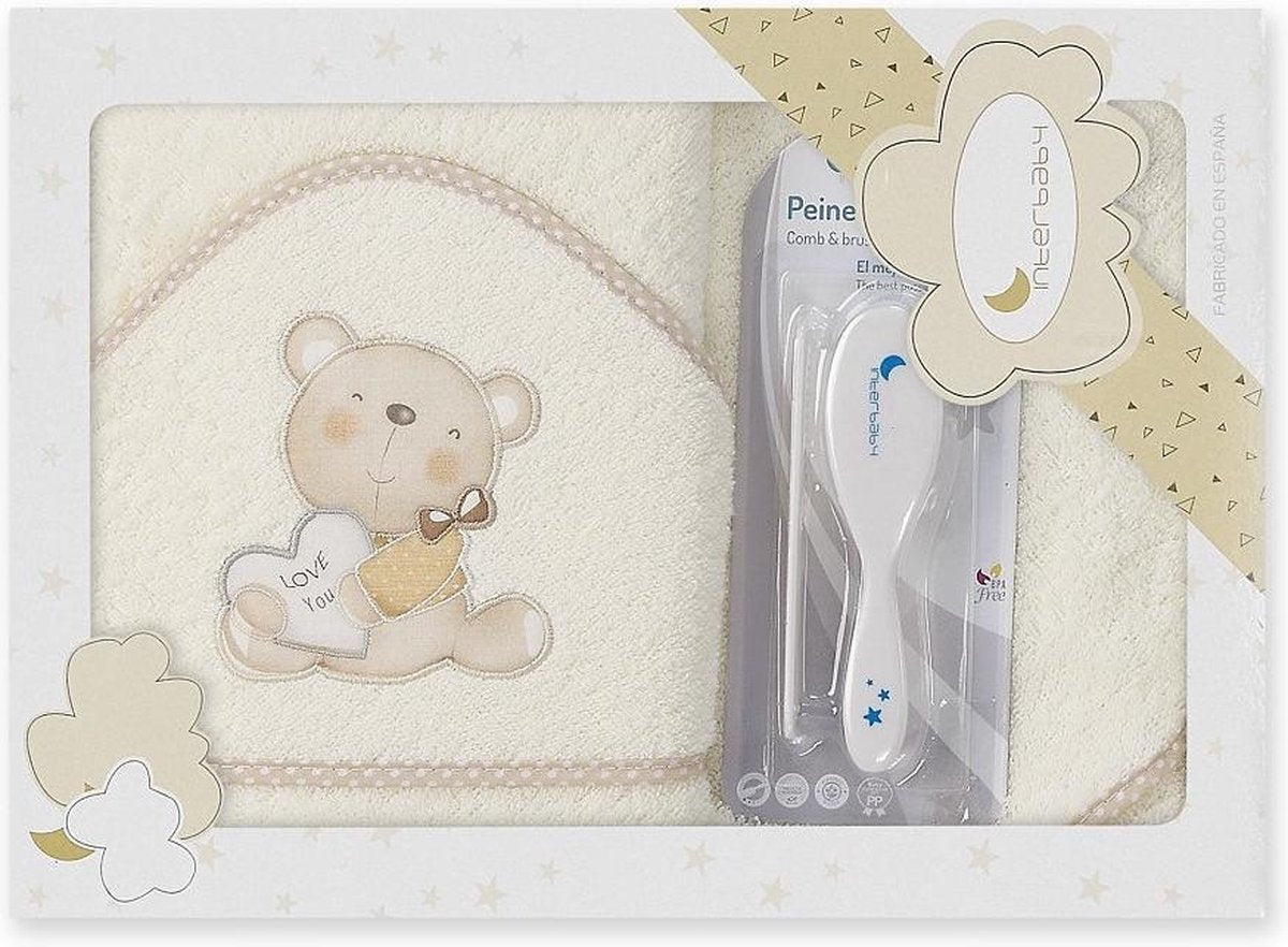 Interbaby Badcapeset Junior 100 Cm Katoen Beige 3-delig