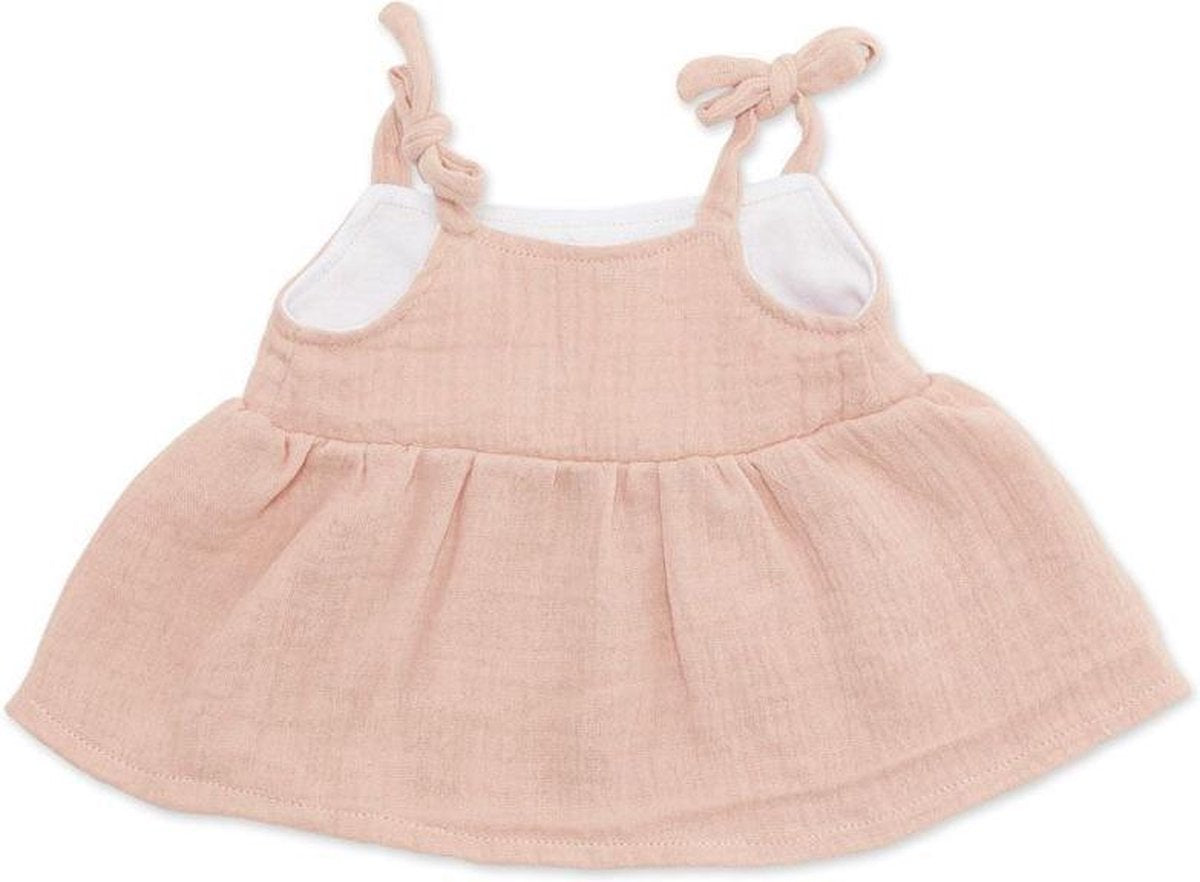 Spaghettibandjes jurk dusty rose voor ByAstrup knuffelpoppen