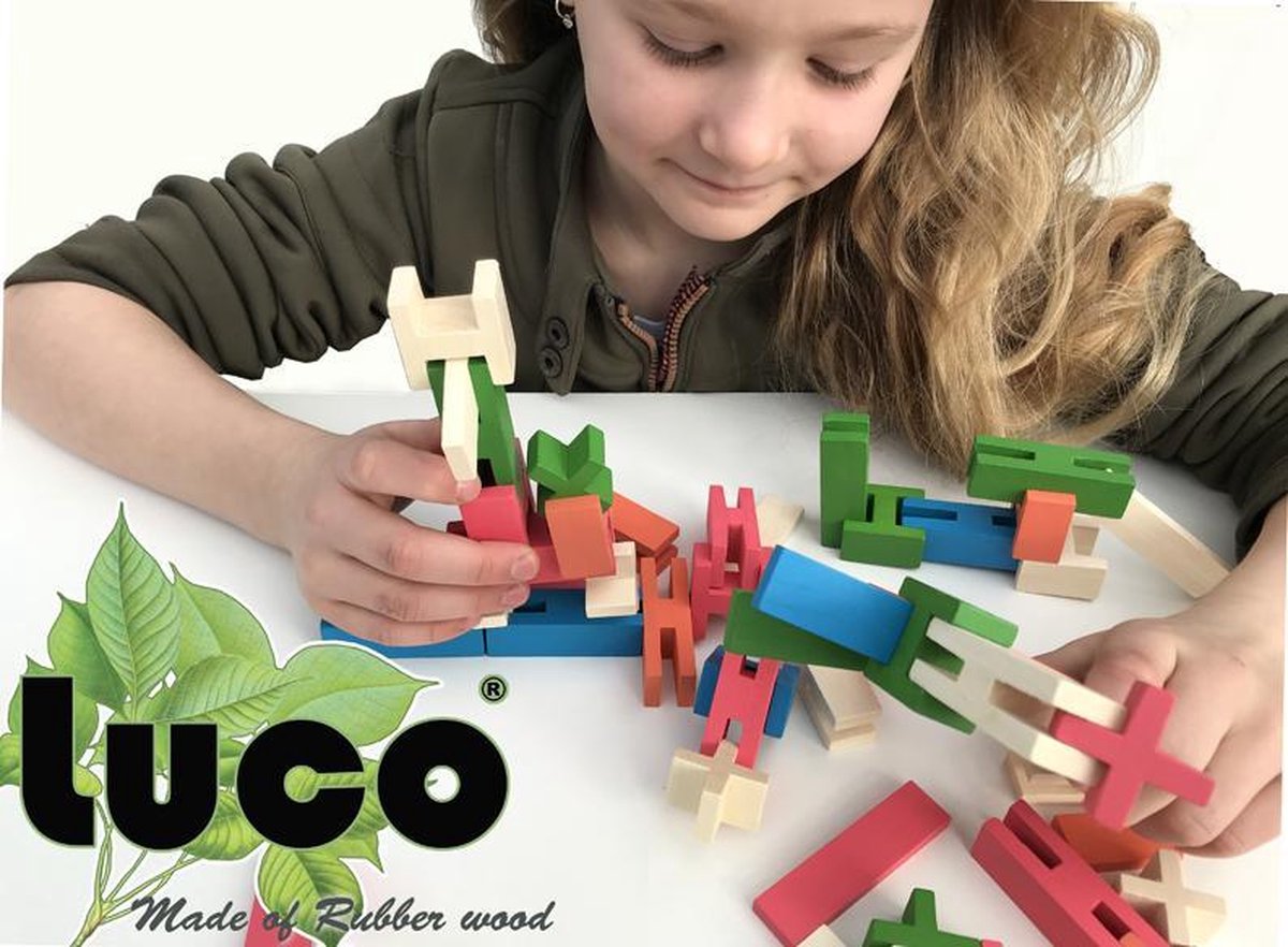 Luco Toys Medium Houten Plankjes en Blokken Speelgoed - 260 blokken