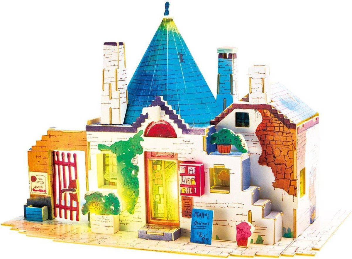 Robotime Lente in Italië SJ302 - Houten Modelbouw - Miniatuur Bouwpakket Huis met LED licht - DIY