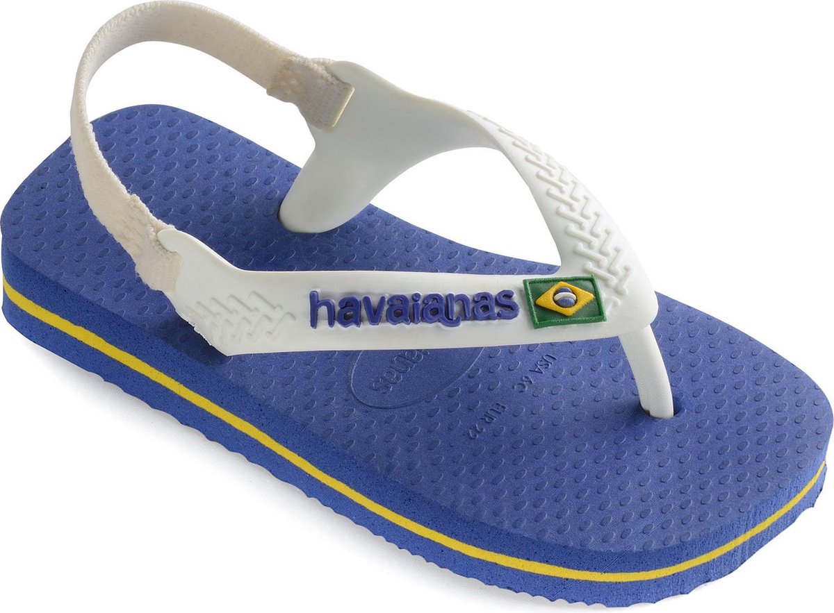 Havaianas Baby Brasil Logo II  Slippers - Maat 22 - Unisex - wit/blauw/geel