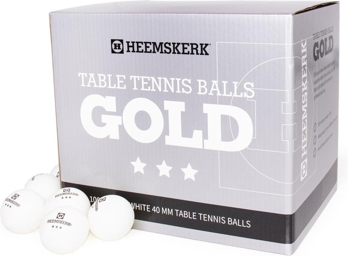 Heemskerk Gold Tafeltennisballen per 100 stuks - Wit - 3 ster