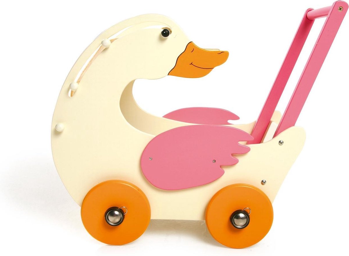 Houten poppenwagen - Gerda de gans