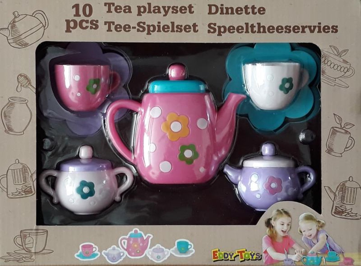 10 delig theeset Roze/groen