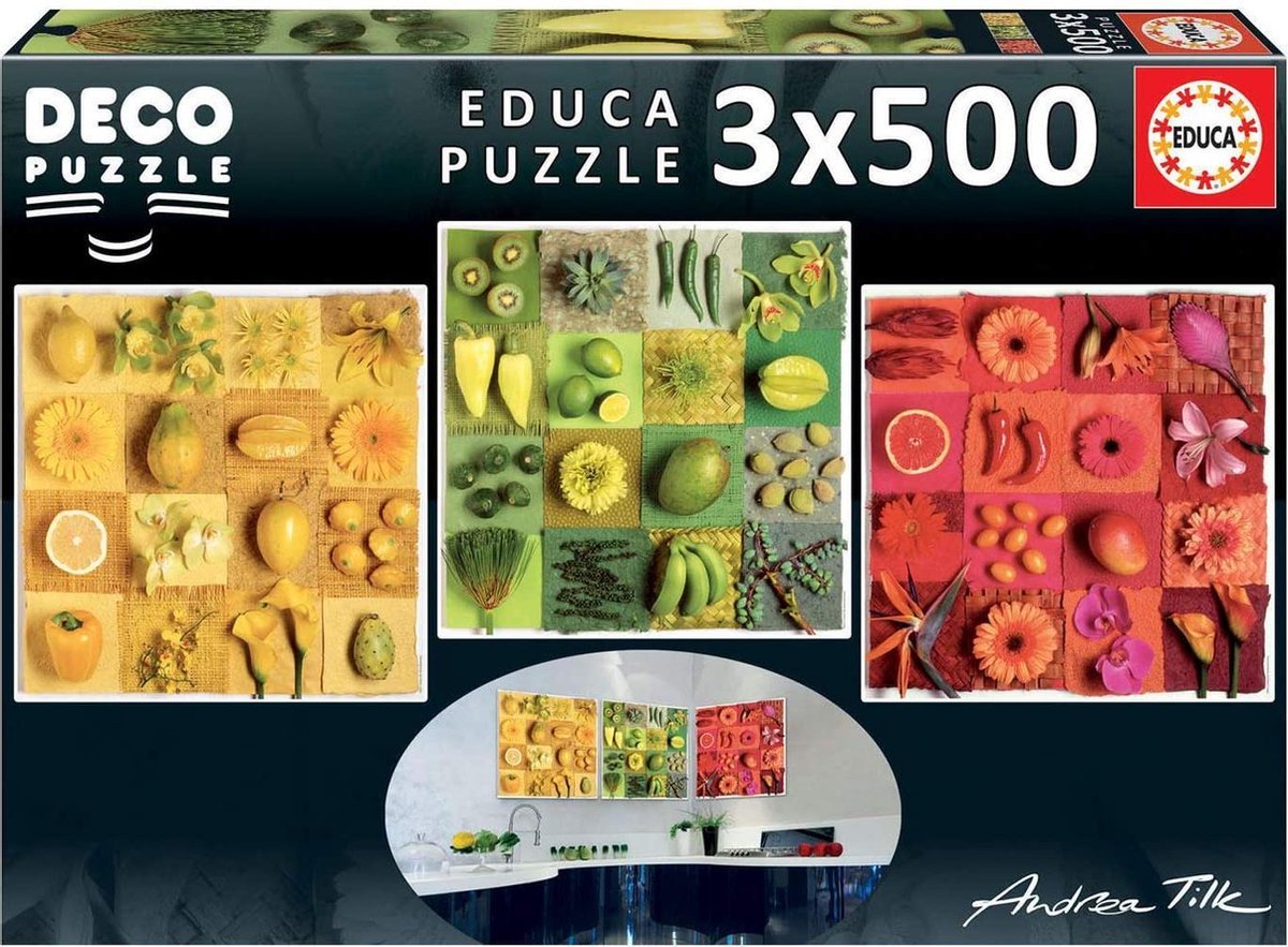 Educa legpuzzels drie-luik exotische vruchten en bloemen 500 stukjes