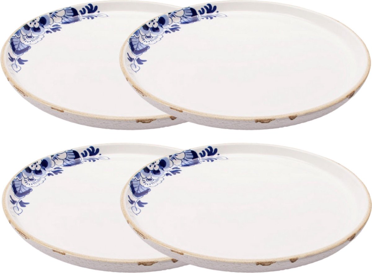 Ontbijtborden set - 4 ontbijtborden - ontbijtbordjes - ontbijtborden porselein - Delfts blauw - cadeau nieuw huis
