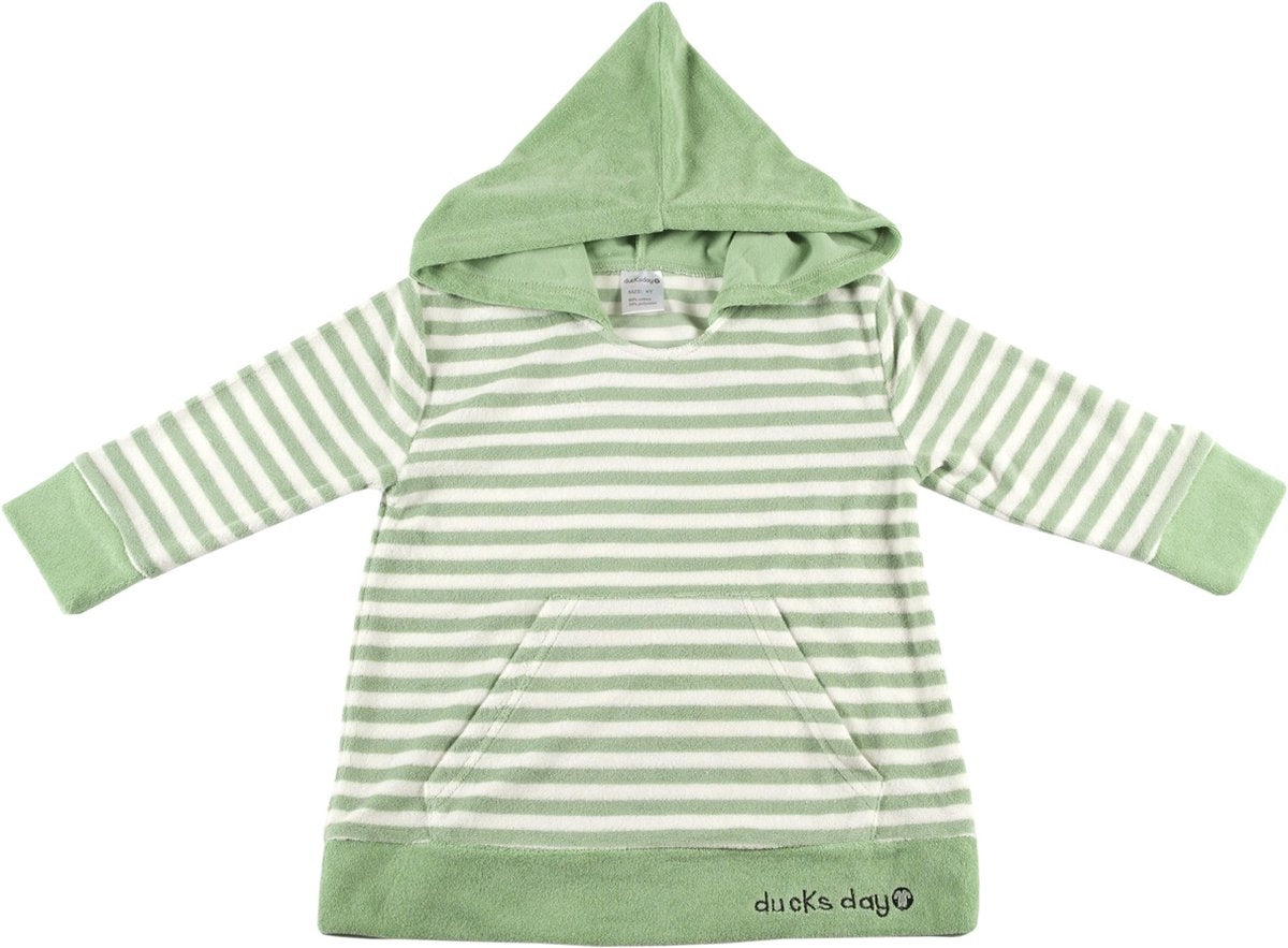 Ducksday zomer poncho unisex Green stripe - 6 jaar