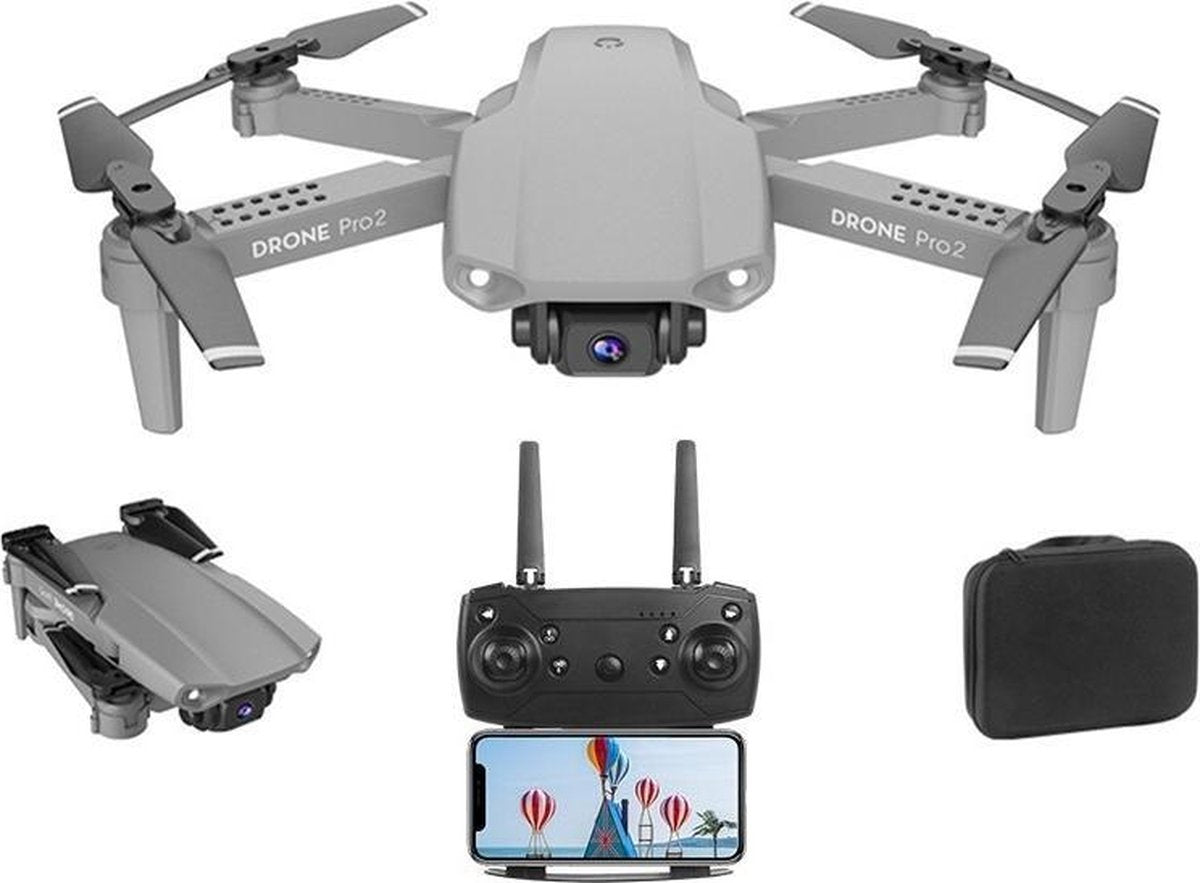 E99 Pro 2 Drone met camera en opbergtas grijs - 2 accu's - Drones