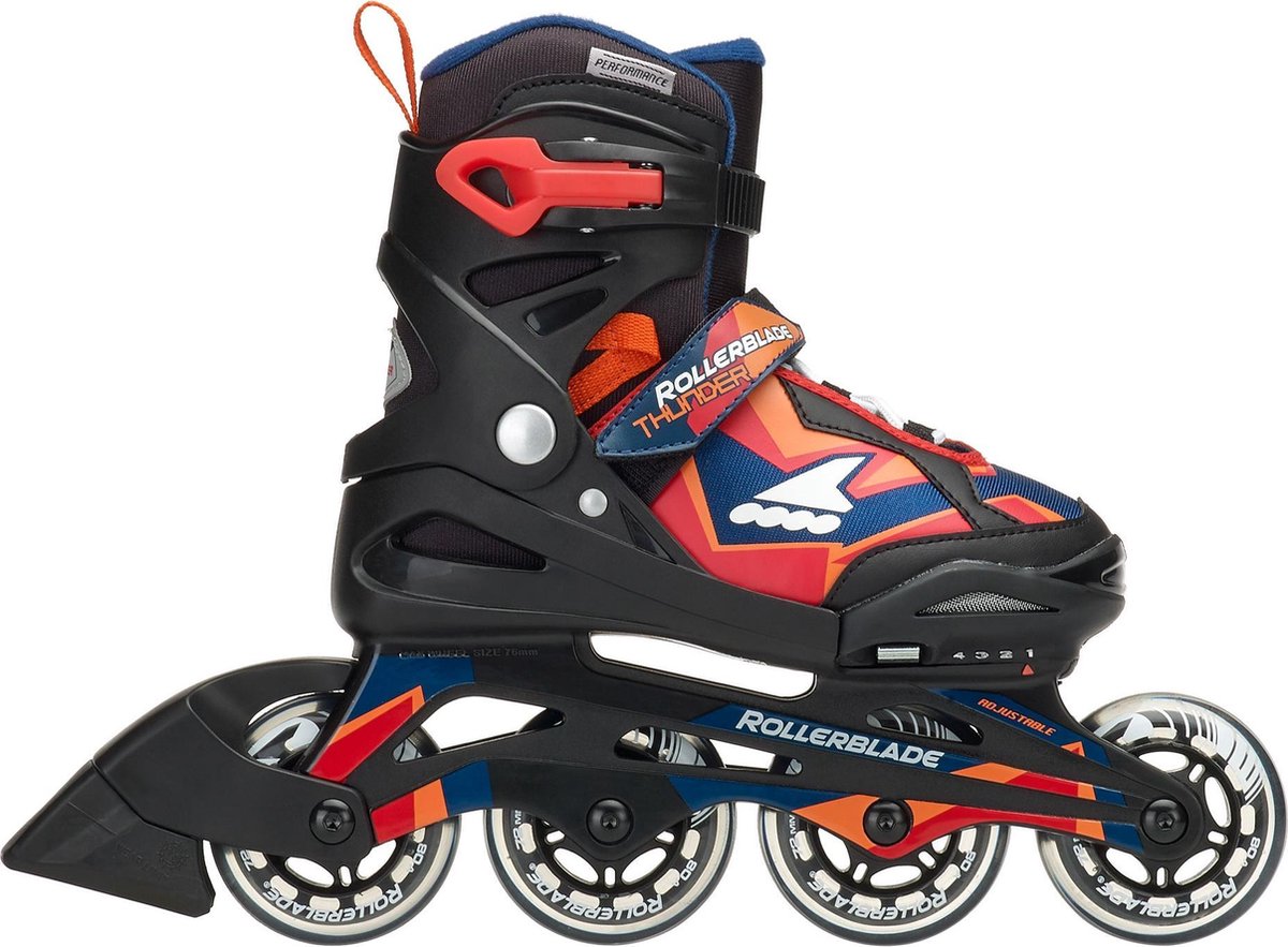 Rollerblade Thunder  Inlineskates - Maat 29 - Unisex - zwart/oranje/blauw verstelbaar