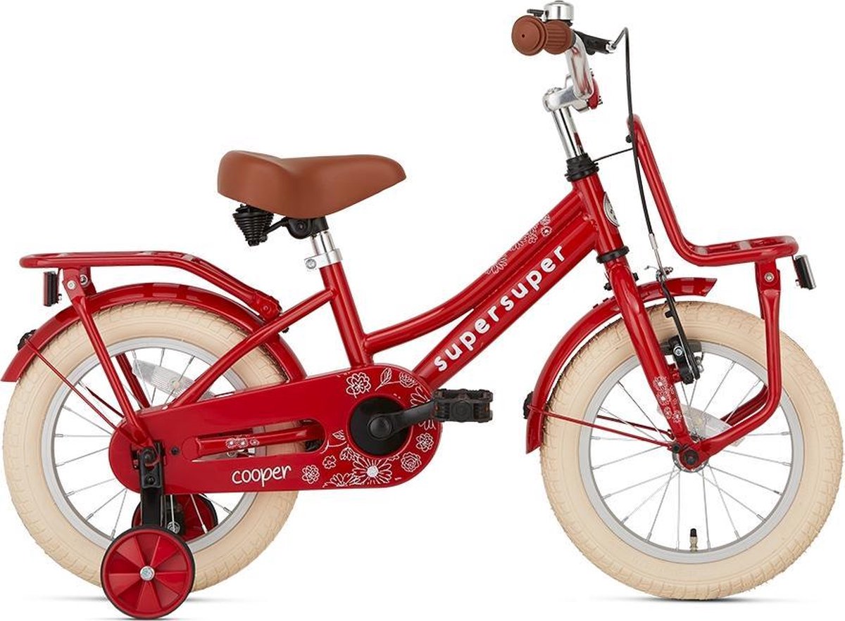 Supersuper Cooper Kinderfiets - 14 inch - Rood