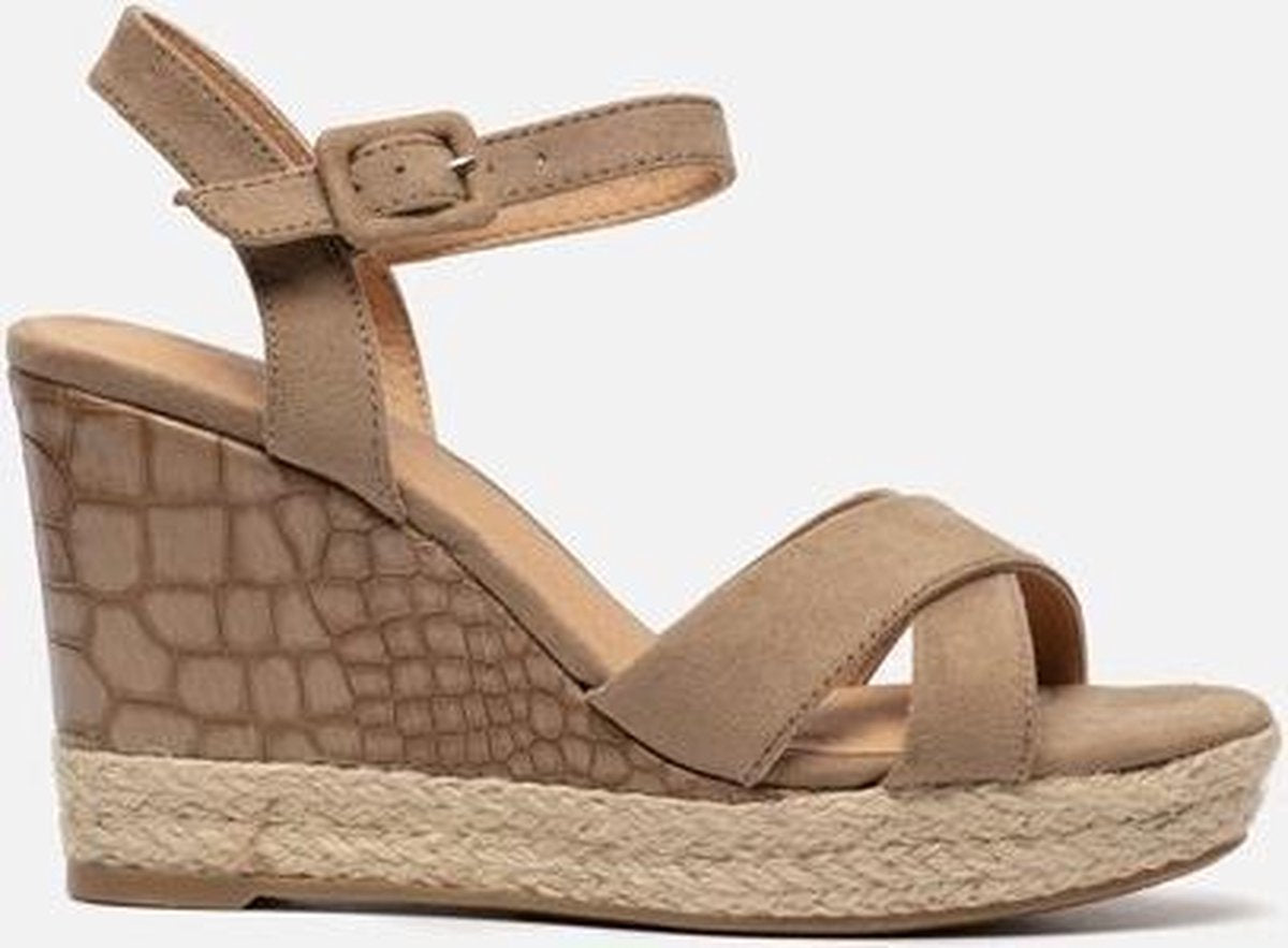 S.Oliver Sandalen met sleehak taupe - Maat 41
