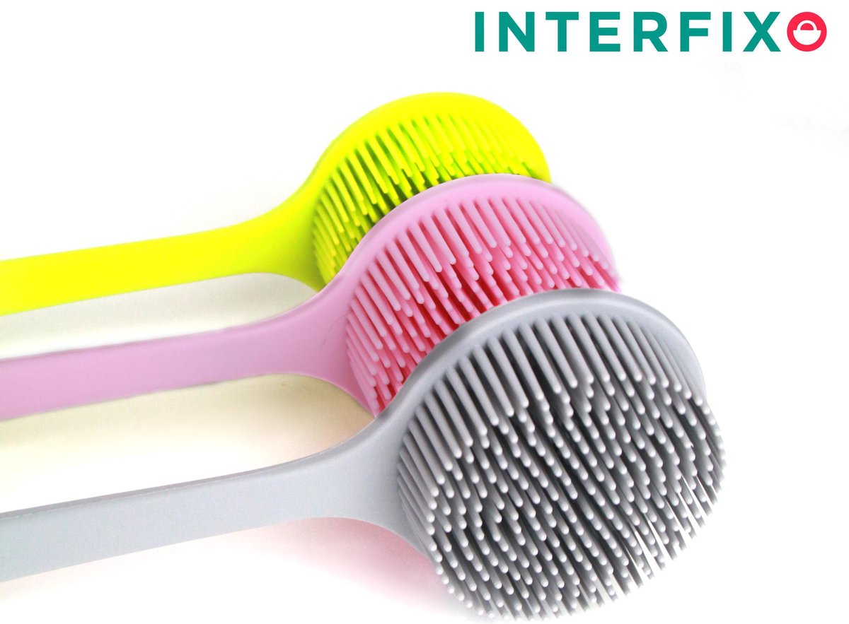 Siliconen Rugborstel | Scrub Borstel |  Badborstel Douche Met Steel | Huidborstel | Dry Brush | Kunststof | Doucheborstel | Douchegel | Rug Massage | Gezichtsborstel | Blackhead Remover | Mee eters verwijderen | Rugscrubber | Rug Scrubber | Roze