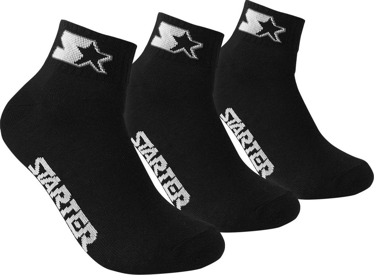 Starter - 3-Pack Quarter Socks - Zwart - Algemeen - maat  35 - 38