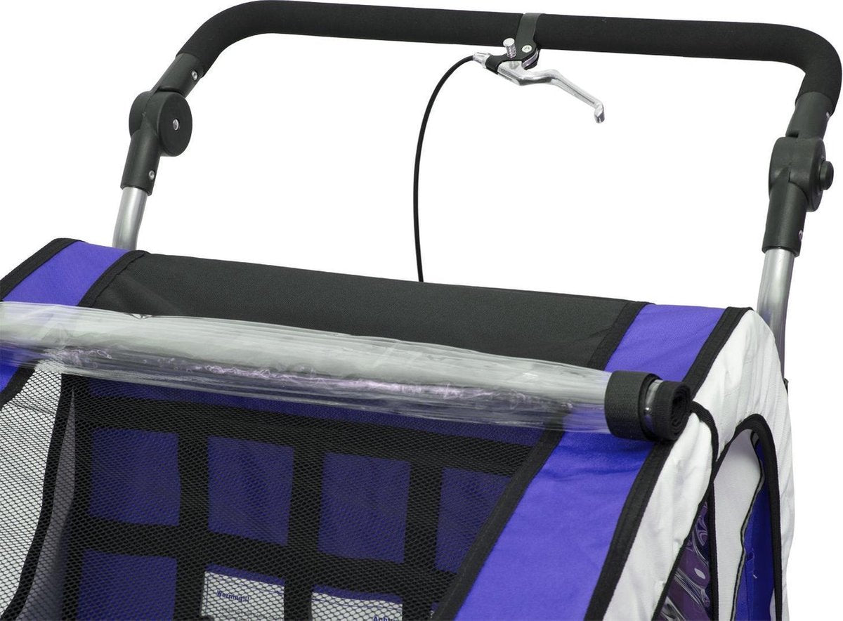 HOMdotCOM Kinderaanhanger 2 in 1 fietskar jogger 360° draaibaar paars-zwart