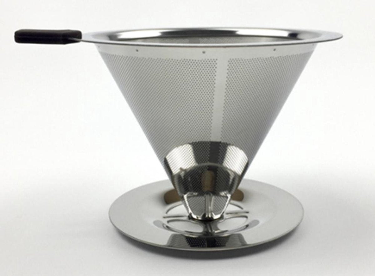 RVS Koffiefilter met Houder - Herbruikbaar Koffiefilter - V60 RVS Koffiefilter 35 Micron - Dripper - RVS