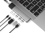 MacBook USB-C Adapter Hub 6 in 2 | Dockingstation | Ethernet / HDMI / USB C Thunderbolt 3 / USB-C 3.1 / USB-A 3.0