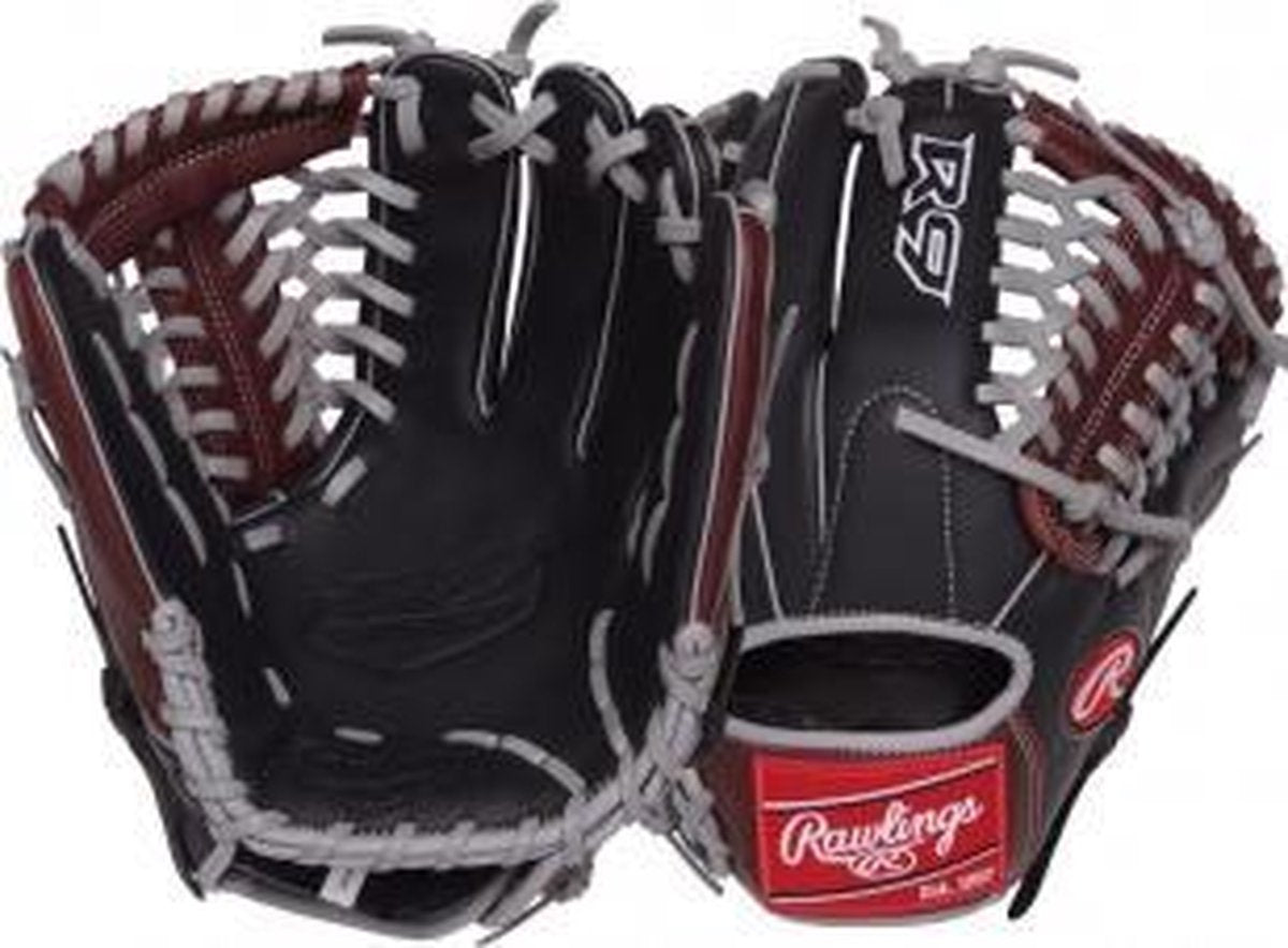 Rawlings R9205 Serie Honkbalhandschoen - Zwart/Grijs/Rood- 11