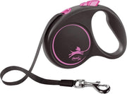 Hondenriem - looplijn - FLEXI rollijn BLACK DESIGN TAPE - M - ROZE - 5 meter