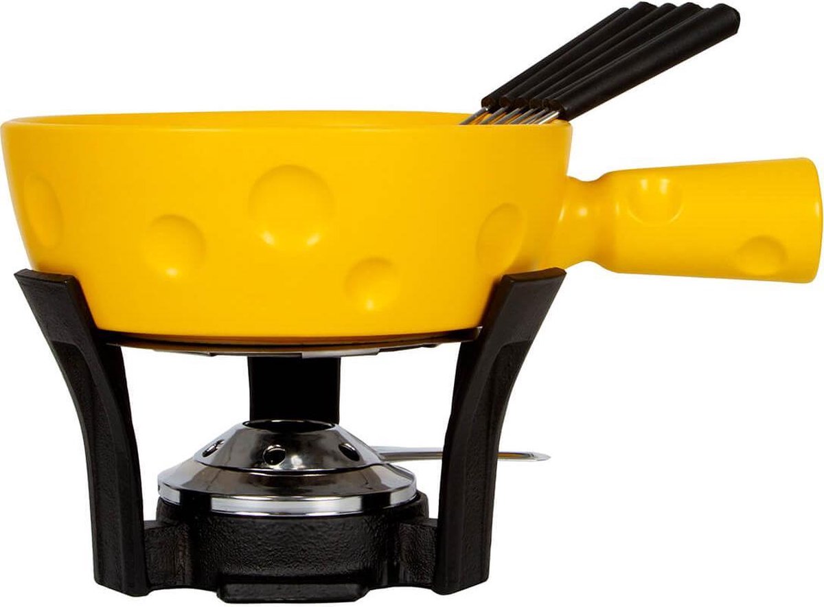 Boska Fondueset Super Cheesy - Kaasvormige Fonduepan - Vaatwasserbestendig - Geel - 1