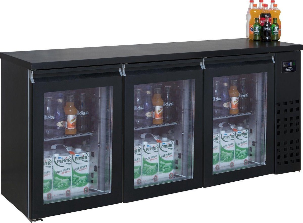 Professionele Barkoeler Zwart | 3 Glasdeuren | ProLine | Combisteel | 7489.5290 | Horeca