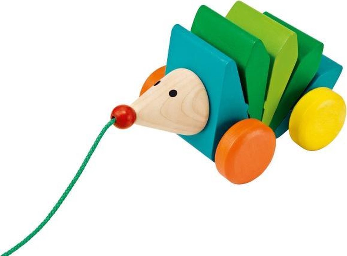 Selecta Trekfiguur Egel Kasper Klip-klap 16 Cm Hout Groen/blauw