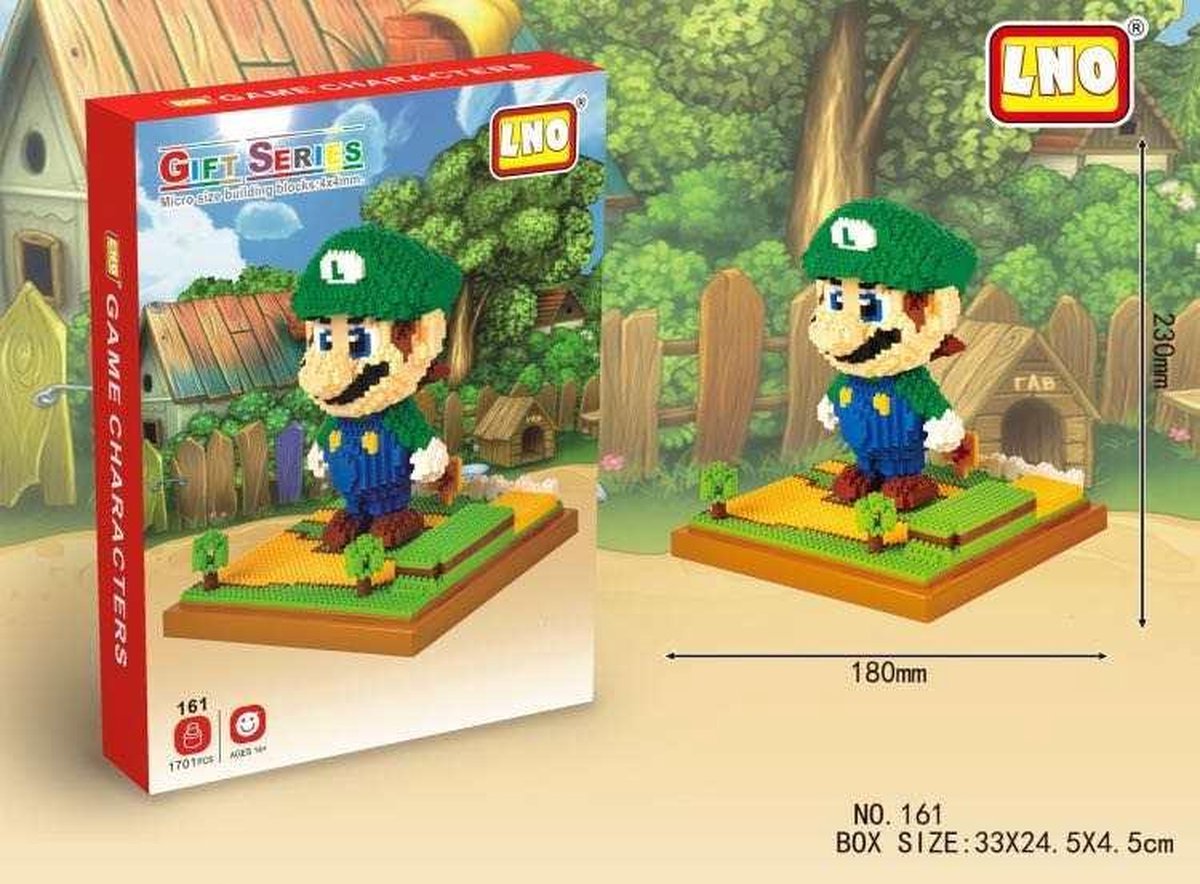 Bouwstenen pop Luigi - Speelgoed - Mario - Kinderen - Volwassenen - 1701 blokjes - Bouwpakket