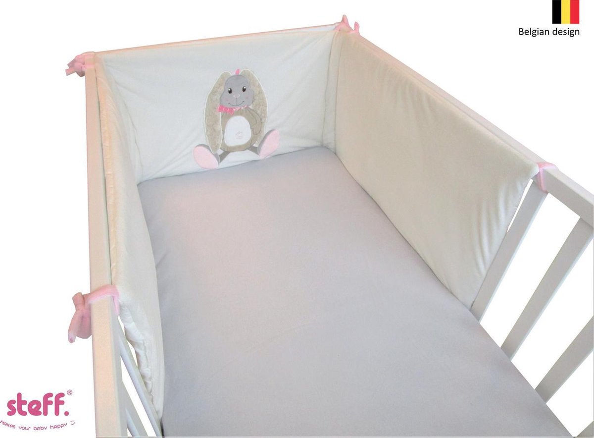 Steff - konijntje - roze - "Rabbit" - bedomrander 190 x 40 cm - voor bed 60x120 cm en 70x140 cm