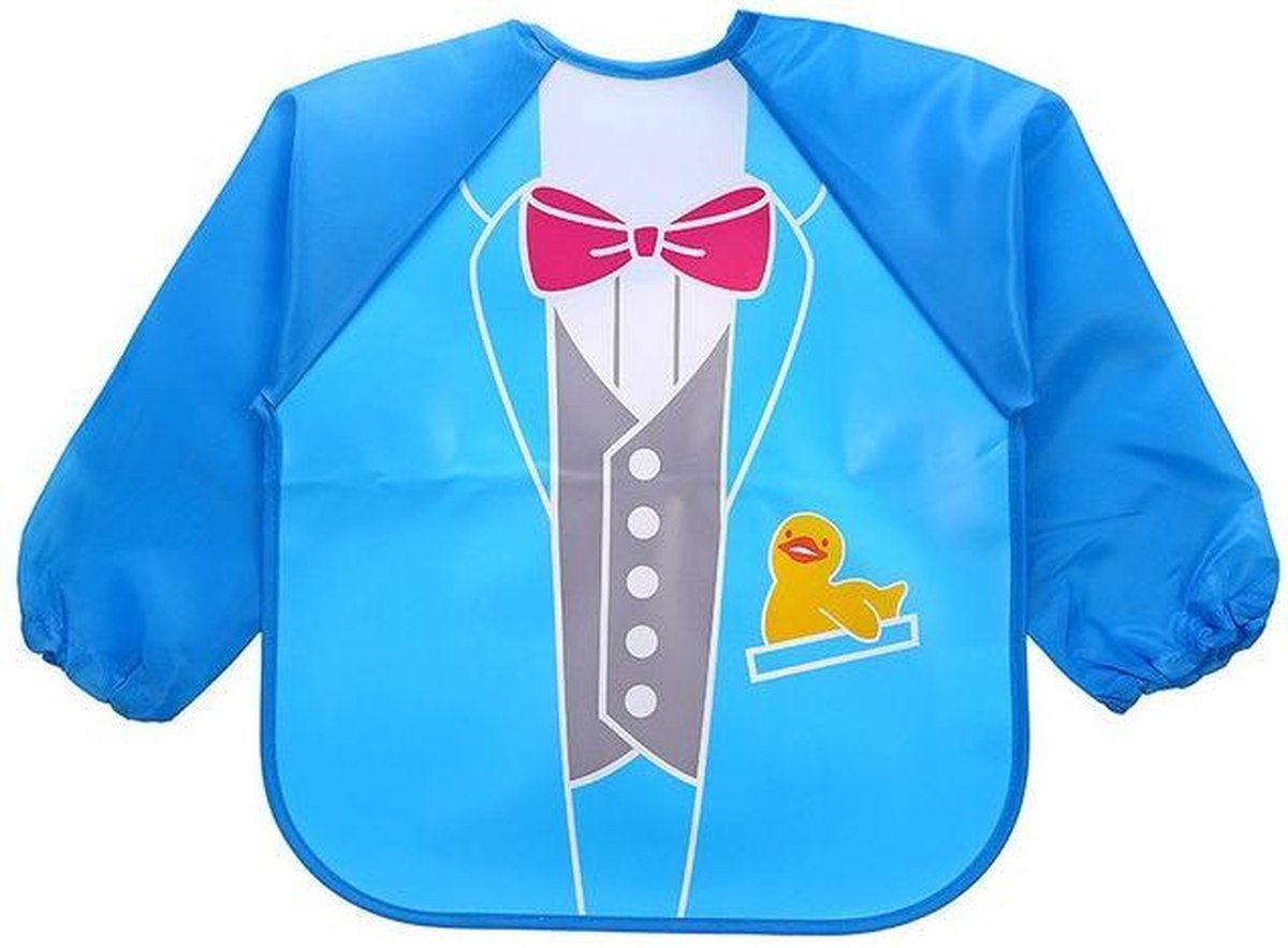 JillyBee - Slabber - Schort - Slabberschort - Waterproof - Mouwen - Jongen - Eend - Blauw