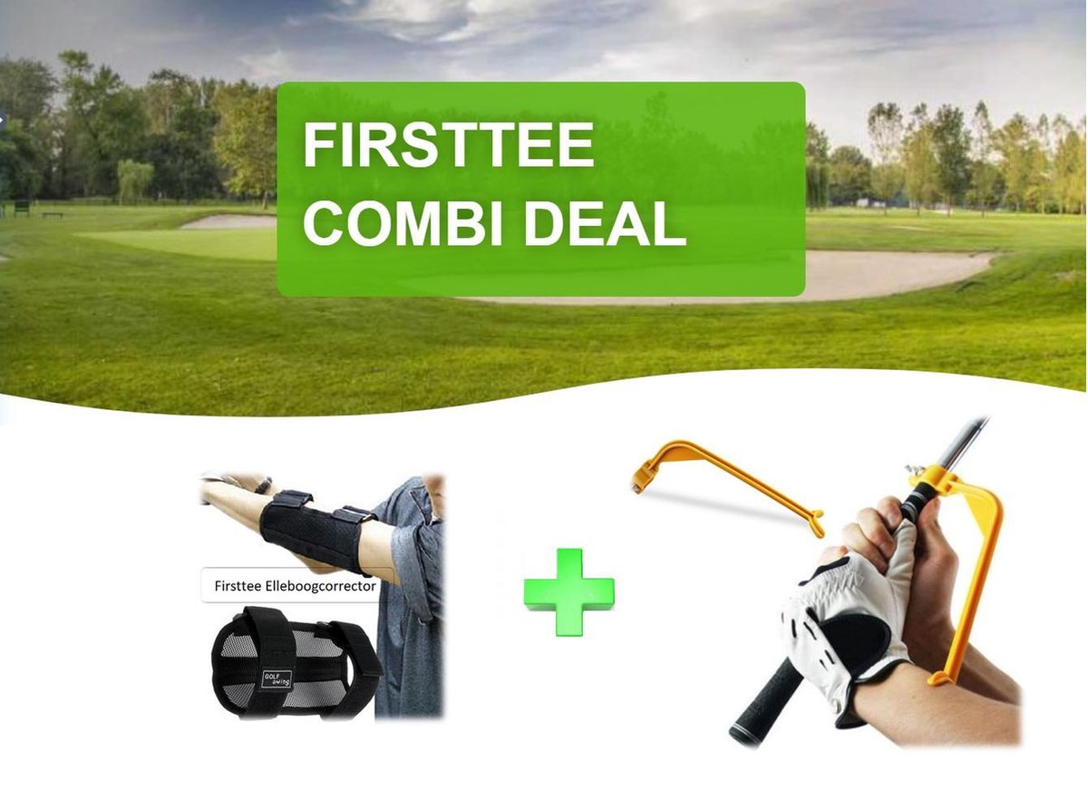 Firsttee - COMBI DEAL - AANBIEDING - Elleboogcorrector & Swing Guide - Verbeter je swing - Swingtrainer - Golf accessoires - Trainingsmaterialen - Trainer - Golfswing  - Cadeau - Houding - Golftrainingsmateriaal - Golf sport - Golf training - Golfset