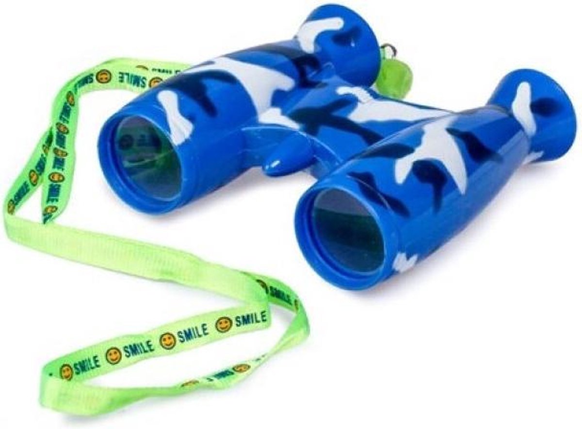 Kinder speelgoed verrekijker blauw voor peuters 9 cm - Safari verkennen - Ontdekkingsreis - Verrekijkers voor kinderen