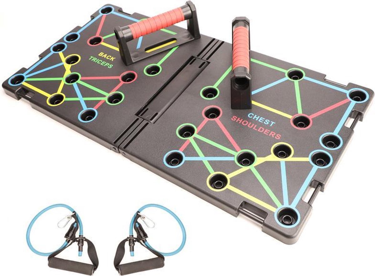 Nixnix- Professioneel 30 in 1 Push Up Bord - Met Weerstandsbandenset - Uitklapbare opdruk bord - Workout Fitness - Spier bord - Thuis krachttraining - Push Up Bars