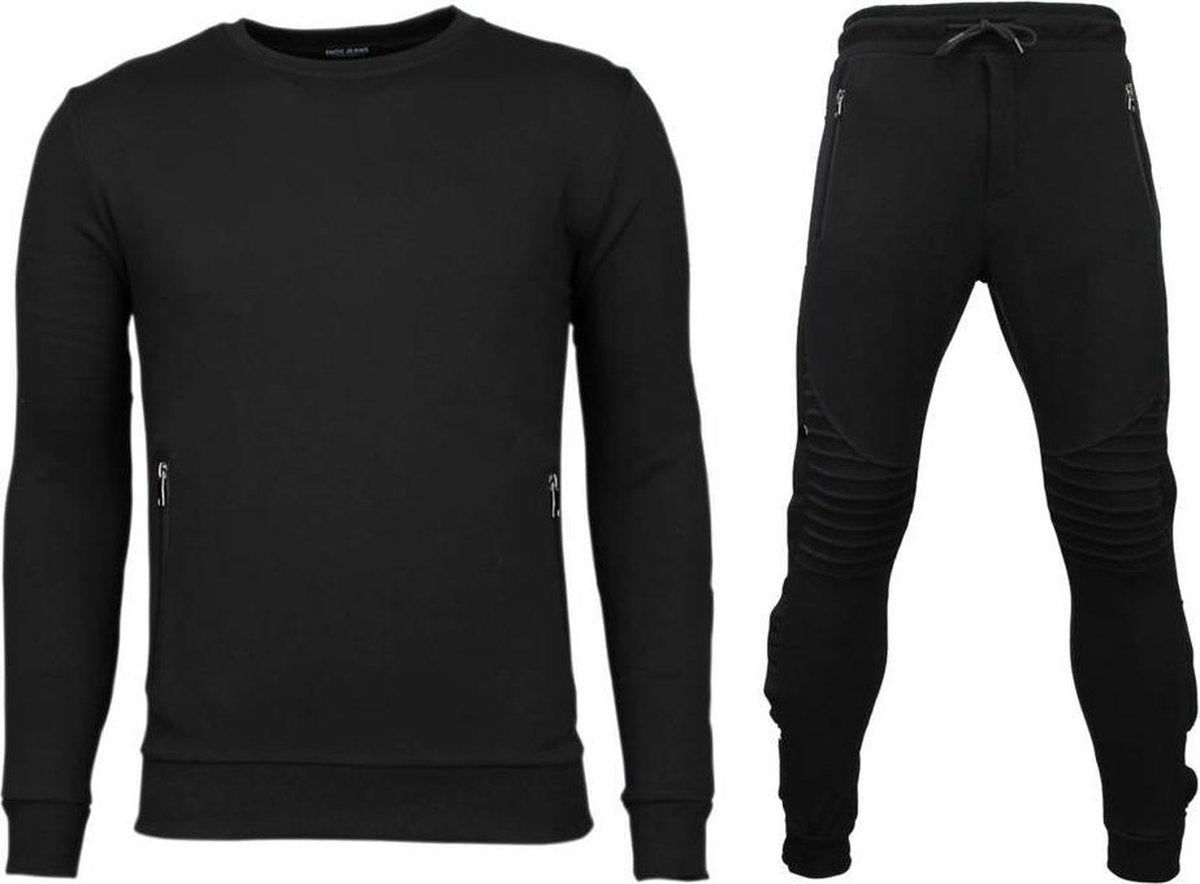 Enos Trainingspakken Basic - Buttons Joggingpak - Zwart - Maat: S