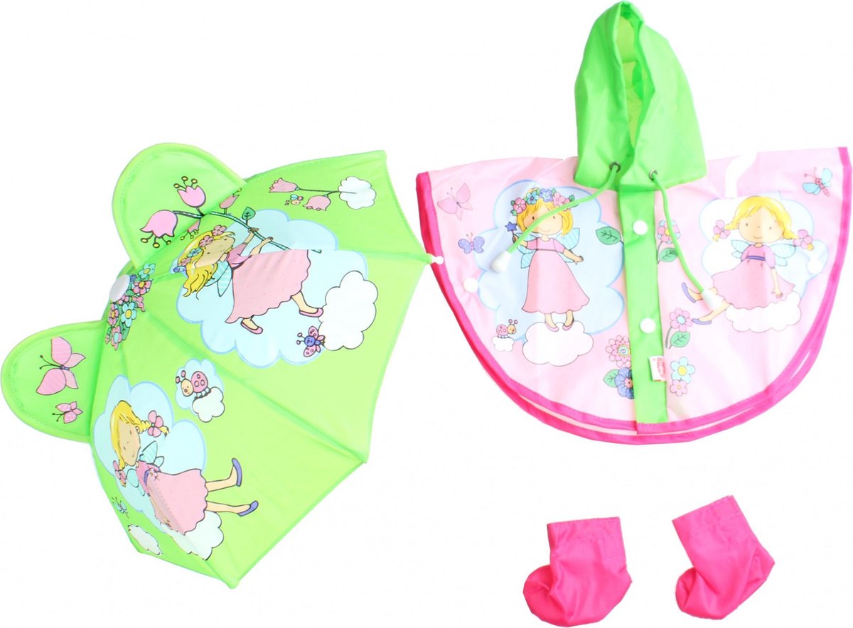 Heless Poppen Regenkleding Met Paraplu 35-45 Cm Roze