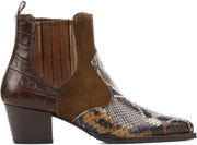 Maripe Vrouwen Leer Slangenprint Cowboylaarzen / Laarzen / Damesschoenen 29009 - Bruin - maat 36