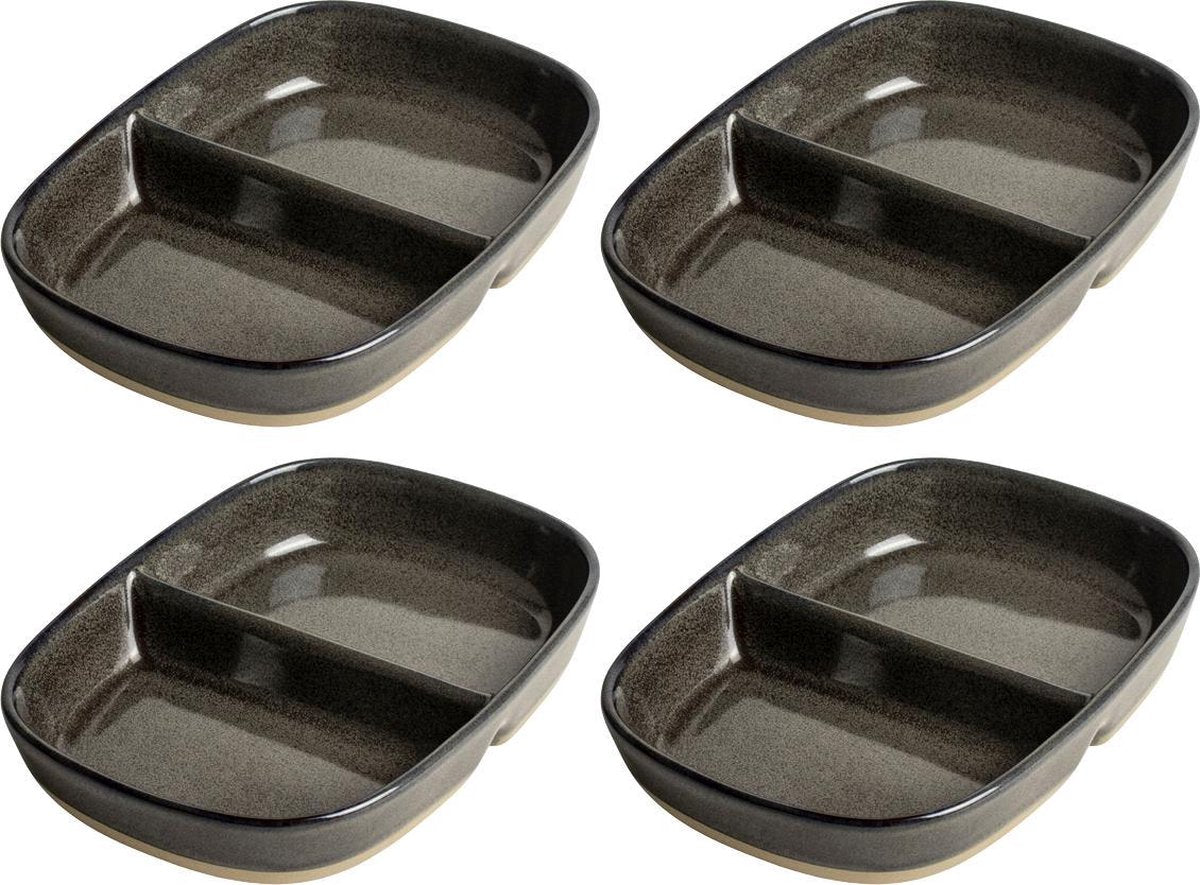 2-vaks Schaaltje antraciet - set 4 stuks