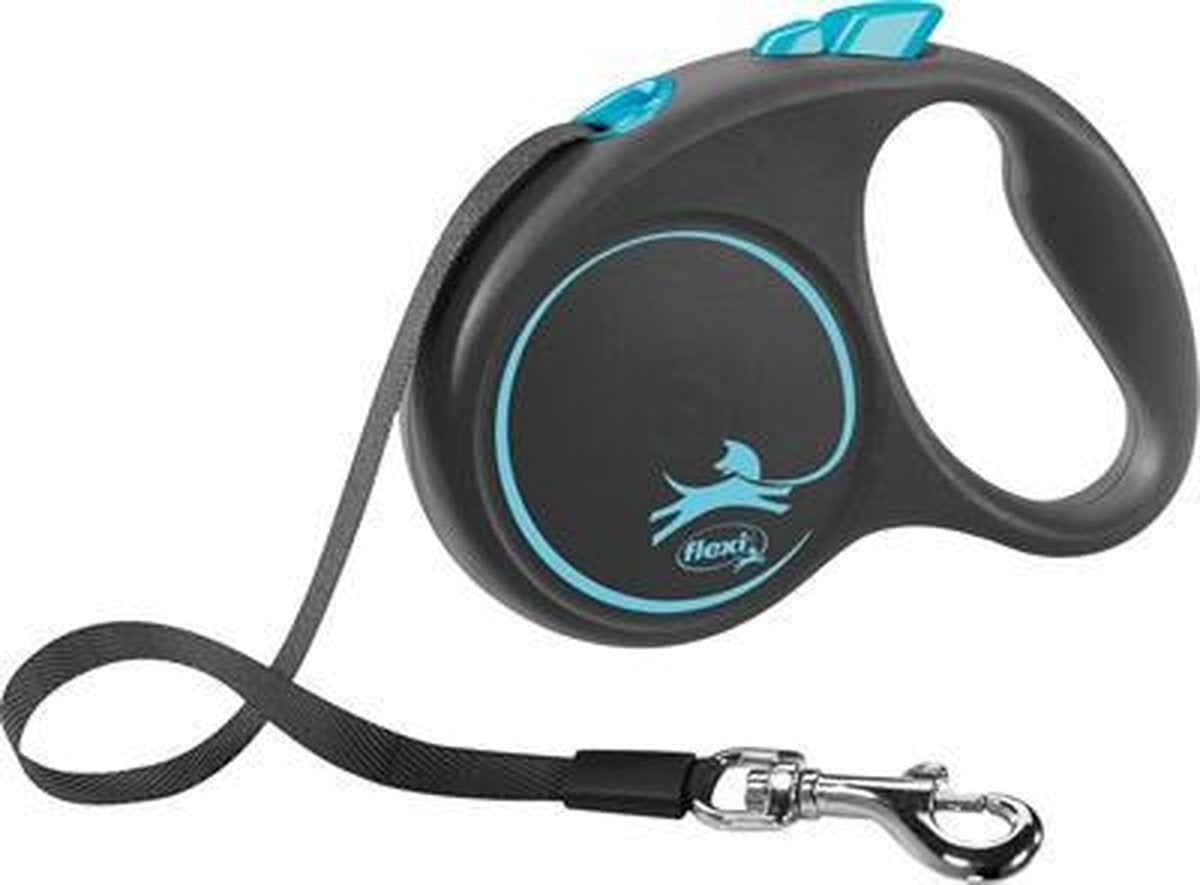 Flexi rollijn black design tape blauw - s 5 mtr tot 15 kg - 1 stuks