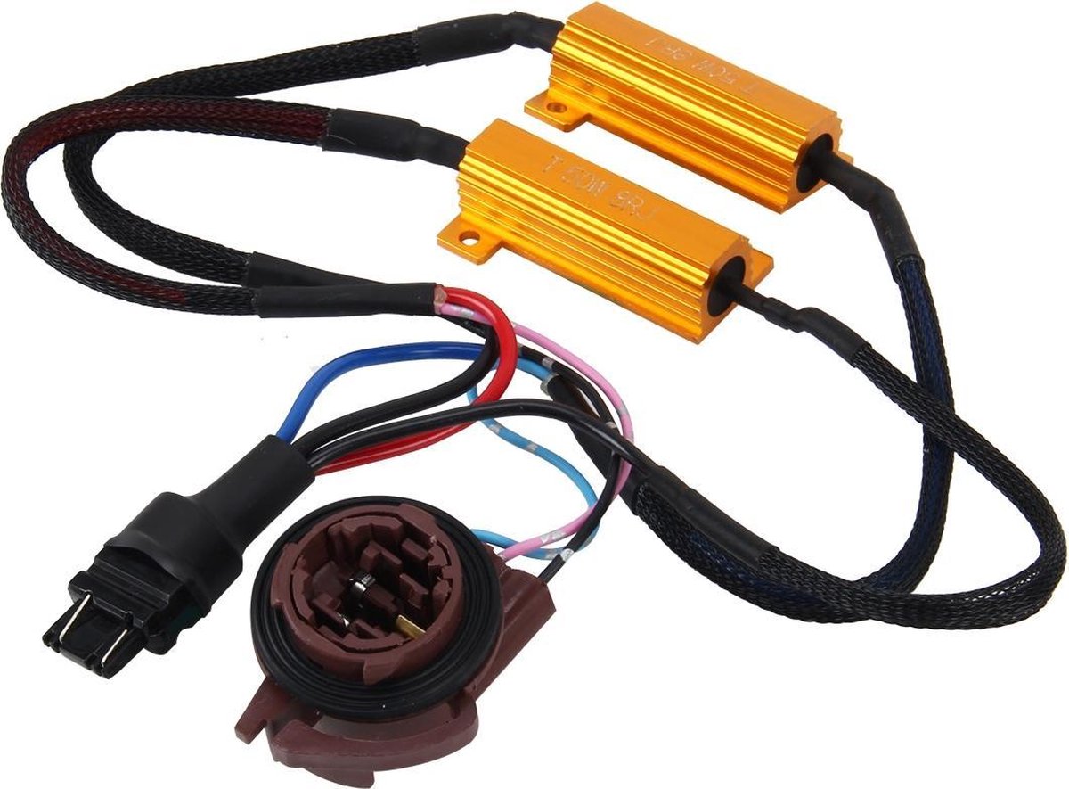 2 STUKS 3157 Auto Canbus Fout Canceller Decoder Belastingsweerstand LED 50W 8 Ohm Geen knipperend Decoder Hittebestendigheid Aluminium behuizing Koellichaam Hoog vermogen Metaal Shell Weerstand