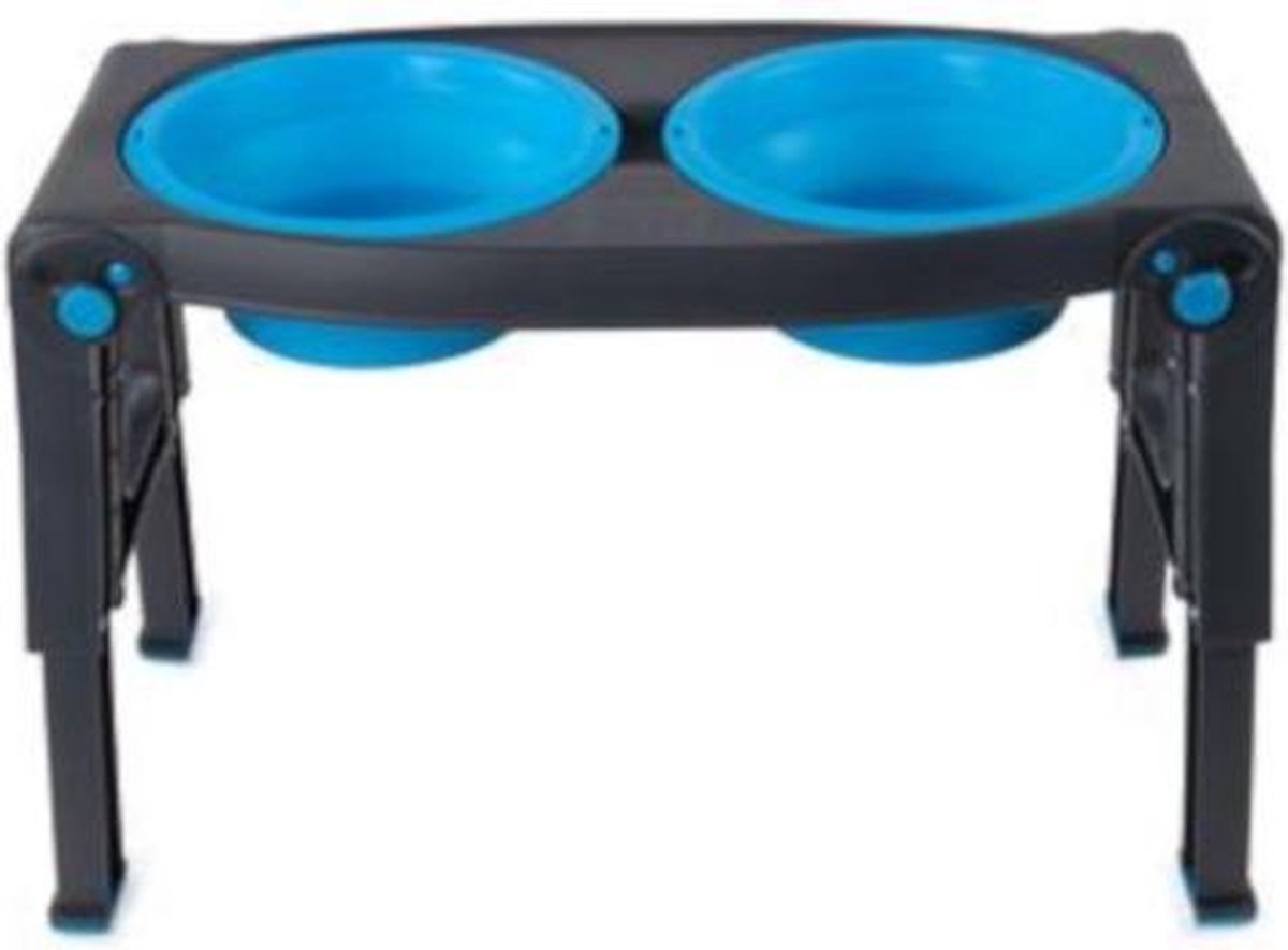 Popware Adjustable Height Pet Feeder - Pro Blue