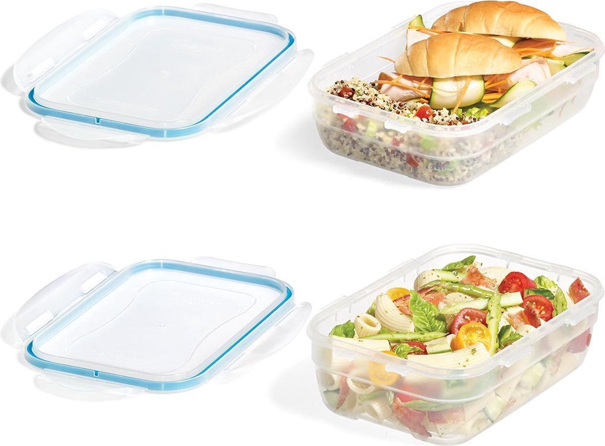 Lock&Lock Vershoudbakjes | Bewaardozen voedsel | Lunchbox - Set van 2 stuks - Stapelbaar - Easy Match
