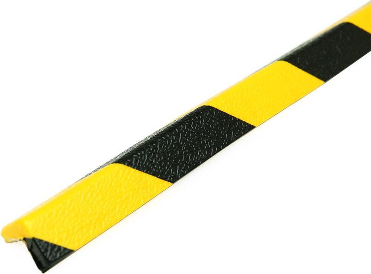 PRS stootrand hoekprofiel model 45 – geel-zwart – 1 meter Geel & Zwart 26 mm x 1 m (stuk) x 7 mm
