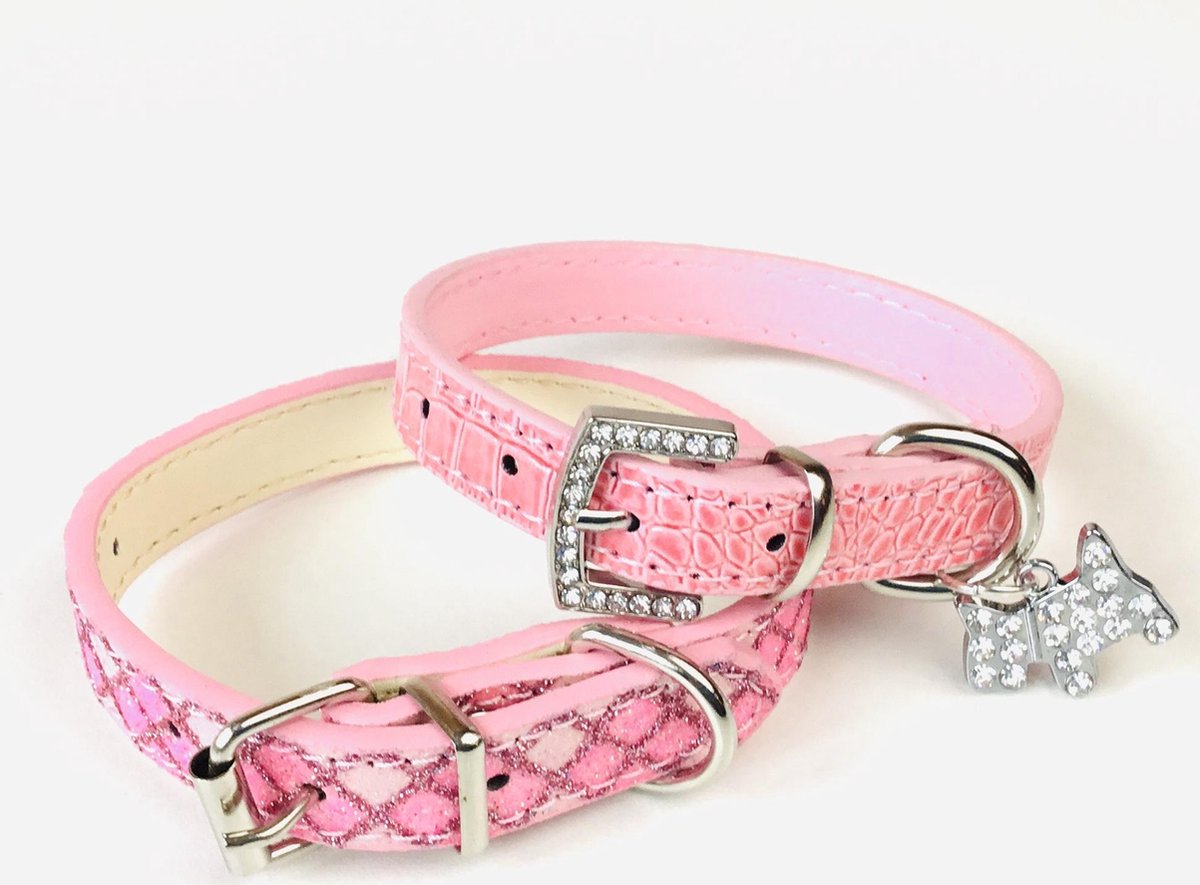 Honden Halsbanden - Duo pack (2 stuks) - XS - Kleinere Honden - Huisdier Halsband - Roze - Voor O.a. Maltezers