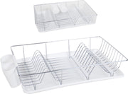 Afdruiprek met lekbak en afneembare bestekbak – Metaal/Kunststof 48x32x10cm – Wit – Vaat – Afwassen