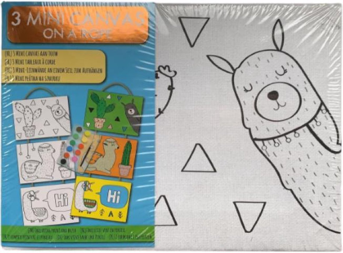 Mini canvas - alpaca - schilderen - canvas - schilderij - schilderij maken - ik maak mijn eigen schilderij - schilderset