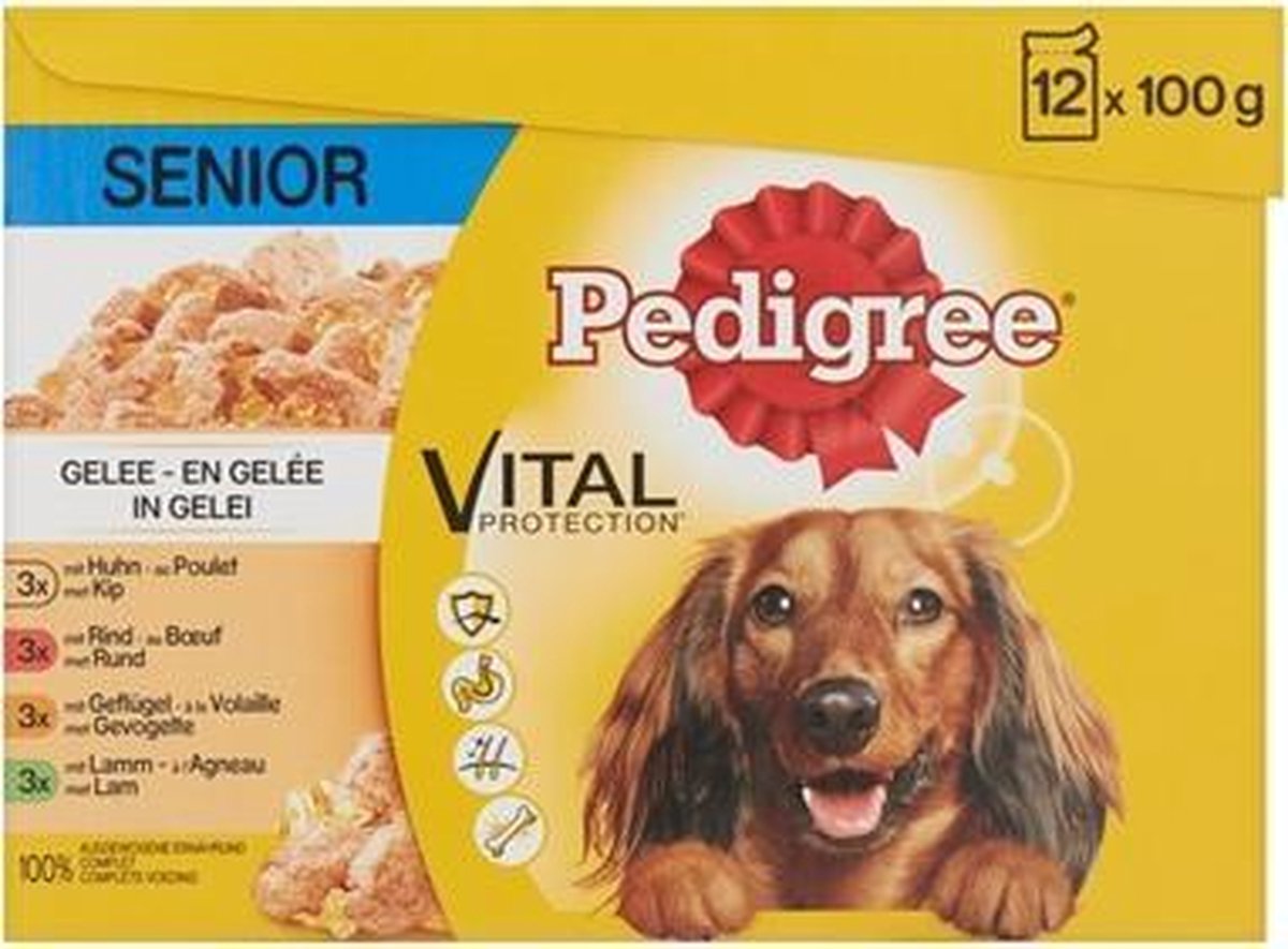 Pedigree multipack maaltijdzakjes senior in gelei - 100 gr - 1 stuks
