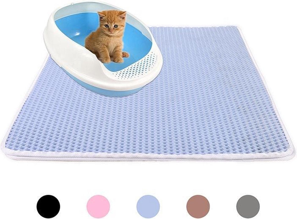 Kattenbakmat – Grit Opvanger – Schoonloopmat – Katten Mat – Matje Voor Kattenbak – 40X50CM - Blauw