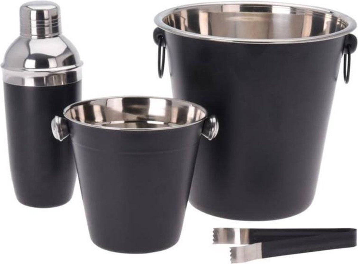 Cocktailset 4-delig RVS - Mat zwart - Bar set