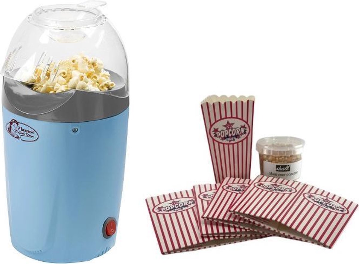 Bestron APC1007 popcornmaker blauw - cadeau set
