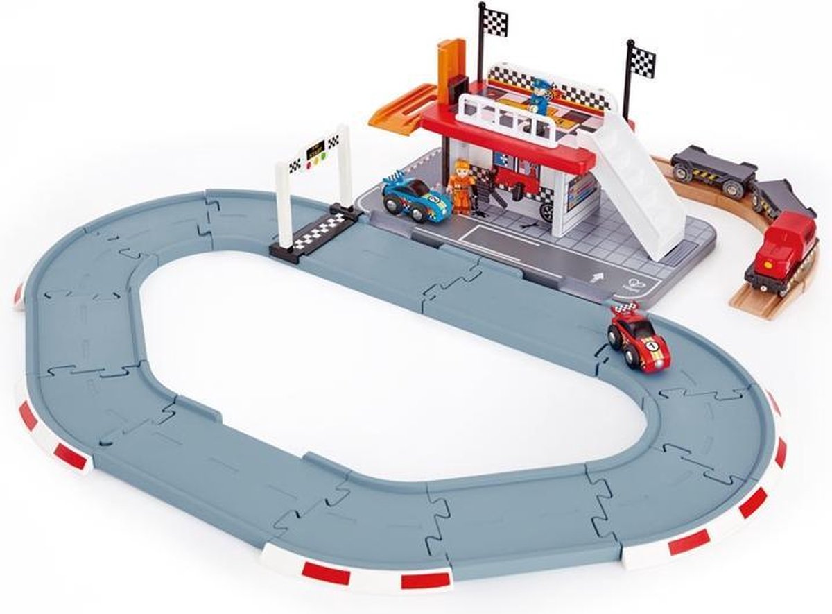 Hape Racebaan Race Track Station Hout 63
