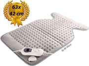 Bella Vie - Elektrische Warmte Kussen 63 x 42 cm - Fleece Pad - Therapeutisch Pijnstilling Rug Nek Schouders Buik - Wasbaar Opwarmend Verwarmingsmat - Pain Relief Heating Pad - Shoulder Heater - Pijn Verzachter Tegen Nek Schouder - Licht Grijs