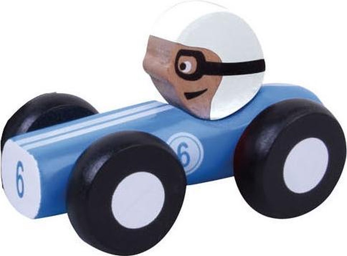 Jouéco Houten Raceauto 9 Cm Blauw